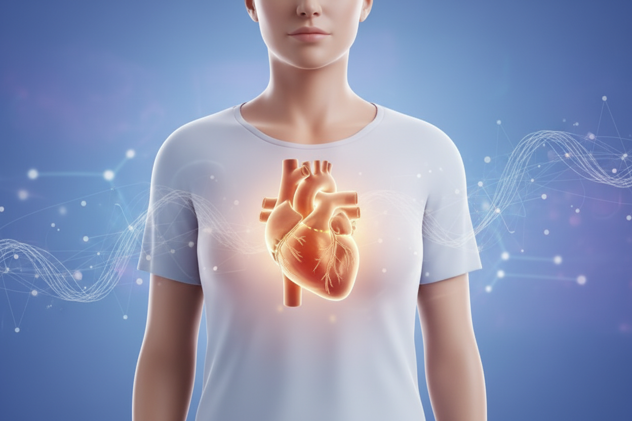 generate an image of a person where you can see their heart 